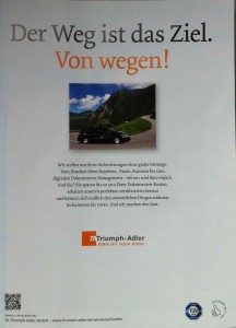 Triumph-Adler „Der Weg ist weg, was jetzt?“ Triumph-Alder Anzeige Simplify your Büro